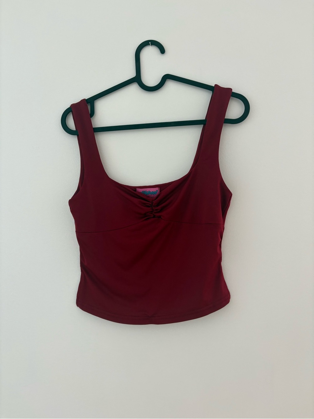 Edikted Ruched Scoop Neck Tank Top - Burgundy